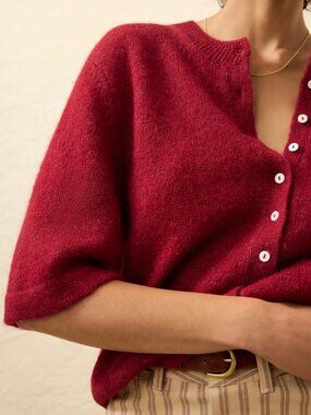 Faherty Apres Alpaca Cardigan - Wine Rust